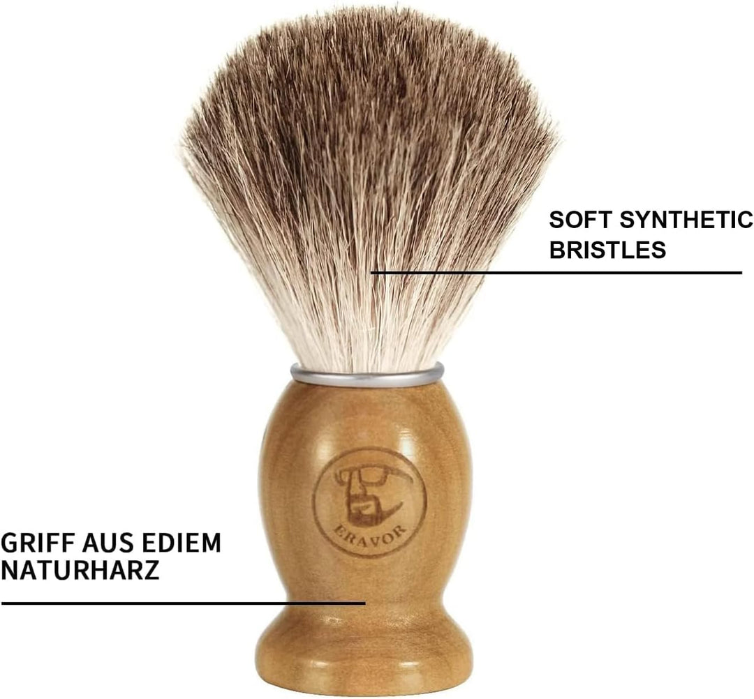 ERAVOR Luxuriöses Rasierpinsel-Set, 3 In 1 Rasierpinselständer aus Edelstahl und Seifenschale mit Ra