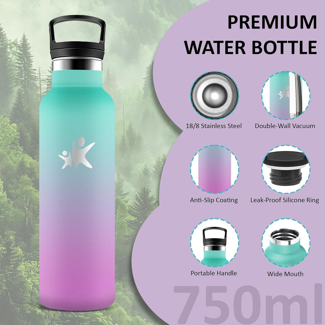Thermosflasche- 750ml- Trinkflasche Edelstahl, Trinkflasche Sport, BPA-Frei, Wasserflasche Doppelwan
