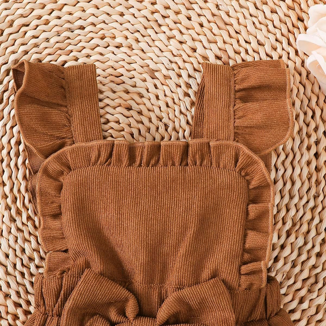 Baby Mädchen Kleidung Langarmshirt Stehkragen Rüschen Cordhose Trägern | Outfit für Mädchen Bestehen