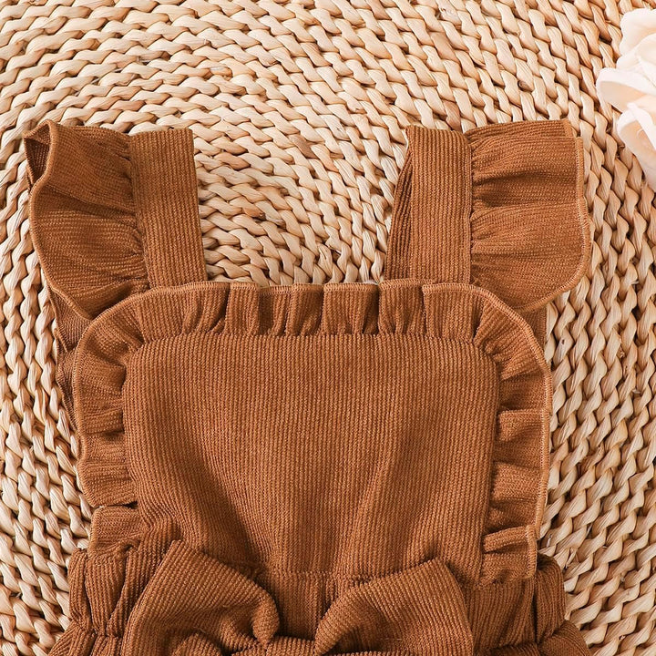 Baby Mädchen Kleidung Langarmshirt Stehkragen Rüschen Cordhose Trägern | Outfit für Mädchen Bestehen