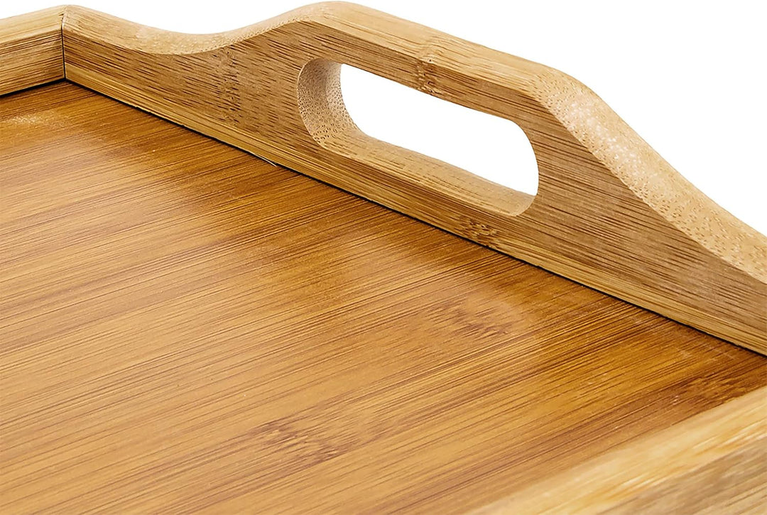 Relaxdays 2 x Betttablett klappbar, Essenstablett mit Füssen, Frühstück im Bett, Bambus & MDF, HxBxT