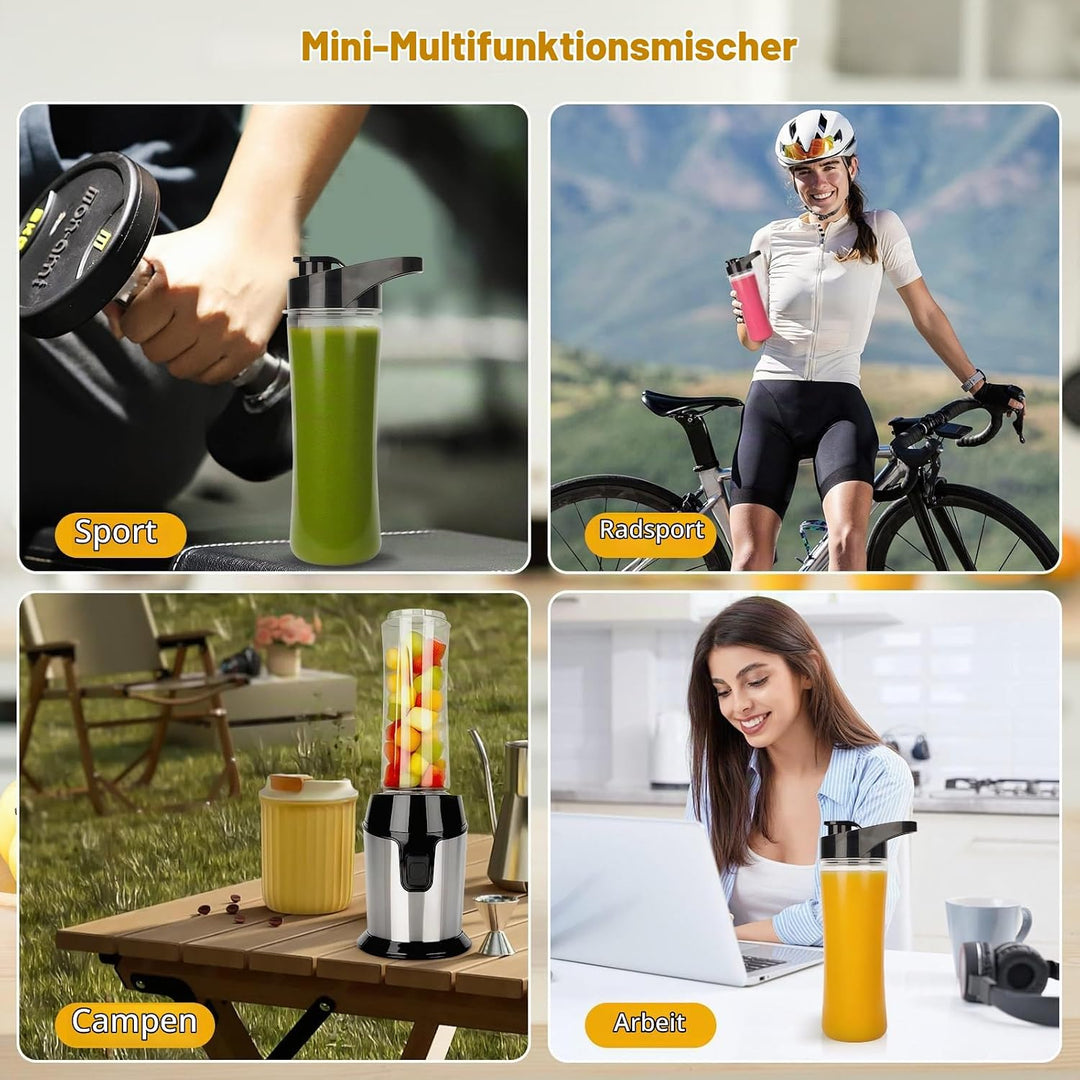 Mixer, Mini Standmixer, Smoothie Maker mit 2x600ml Flaschen BPA frei, Tragbarer Blender Mixer Smooth