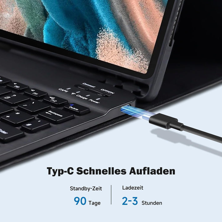 YUEJIDZ Tastatur Hülle für Samsung Galaxy Tab A8 10,5 Zoll,QWERTZ Deutsches Layout Bluetooth Magneti
