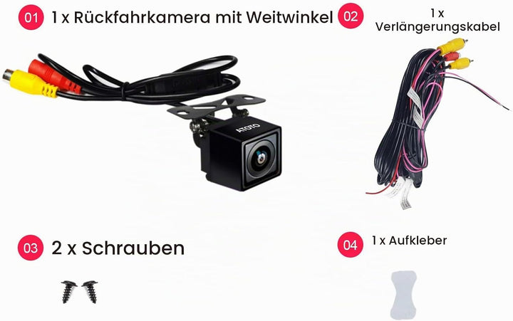 ATOTO AC-HD02LR 720P Rückfahrkamera Mit Live-Rückansicht, HD-Bildqualität, Nachtsicht/Wasserdicht, K