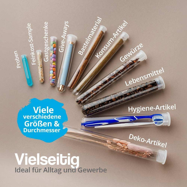 Tuuters Glas Reagenzglas mit Verschluss 25 Stück - 100 x Ø16mm Glasröhrchen | Reagenzgläser mit Deck
