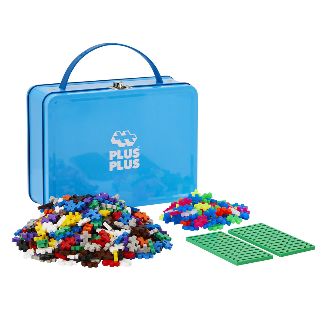 Plus-Plus 9607002 Geniales Konstruktionsspielzeug, Basic, Bausteine-Set in praktischer Metall-Box mi