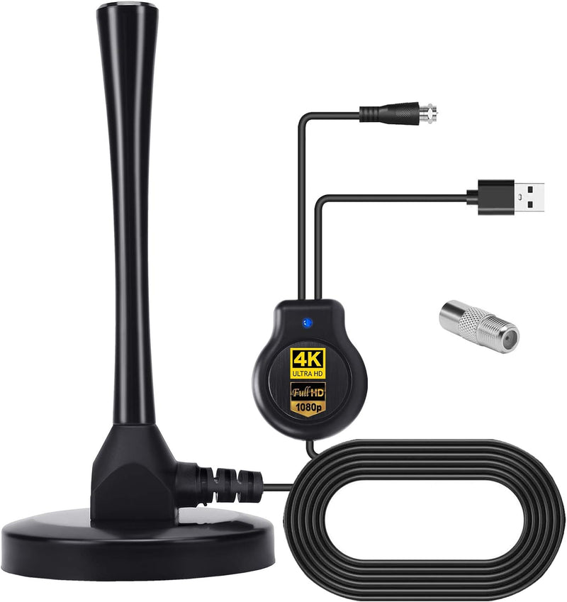 [2023 Neuest] Interne TV-Antenne, Verstärkte HDTV-Antenne mit Signalverstärker 4K HD VHF UHF FM für