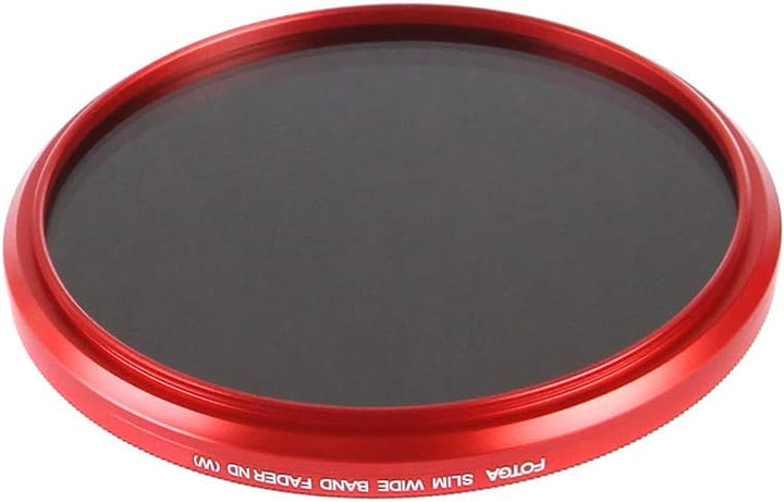 FOTGA Ultradünne Linse, ND-Filter, verstellbar, Neutraldichte, variabel, ND2 bis ND400, Rot (72 mm)