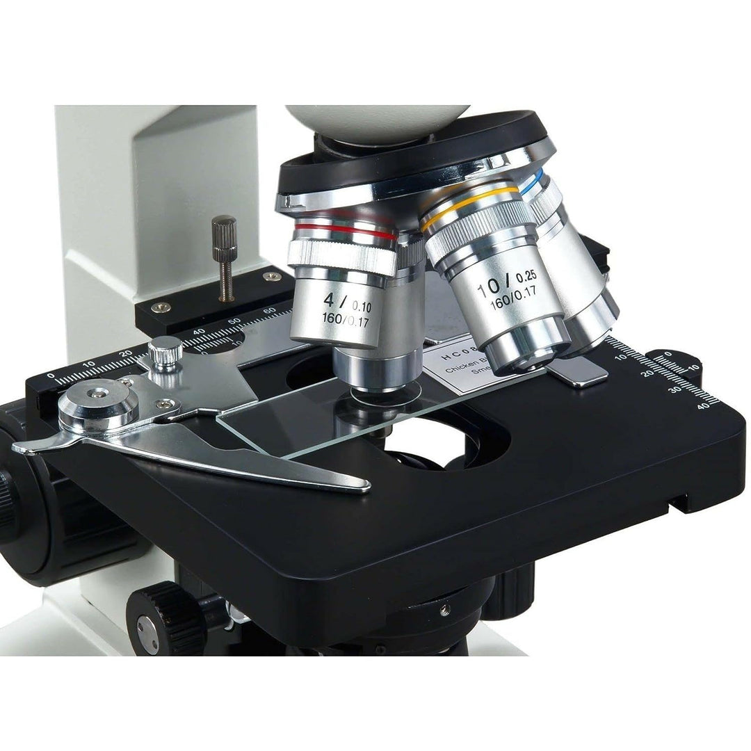 AmScope M82EZ-C50S OMAX Lab LED Compound Binokularmikroskop mit 5MP Kamera und mechanischem Tisch, 4