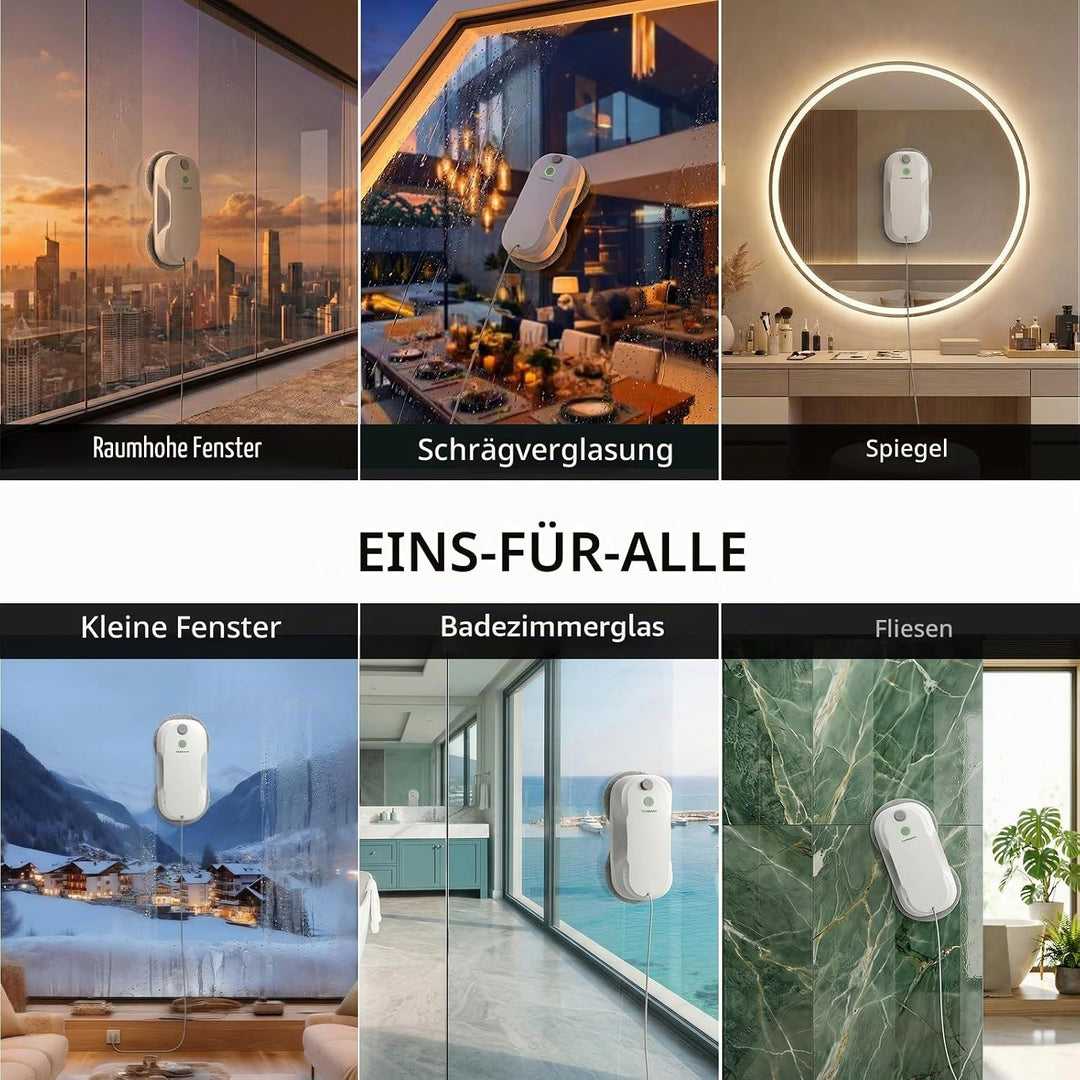 Tosima W5 6400 Pa Fensterputzroboter mit Sprühfunktion (Fernbedienung und 20-Zoll-Düsen)