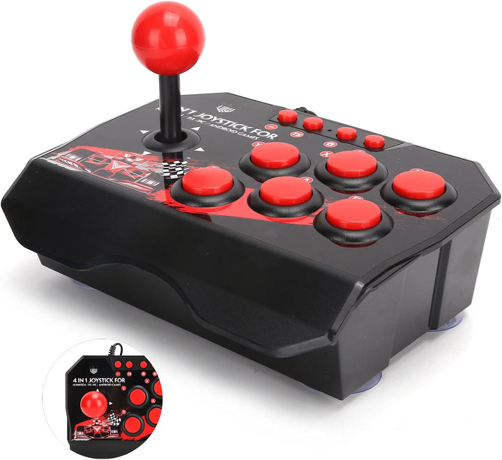 Metall-Joystick, Kabelgebundener Universal-Kampfstab, Starkes Gehäuse, Schwarze und Rote Farbe, Spie