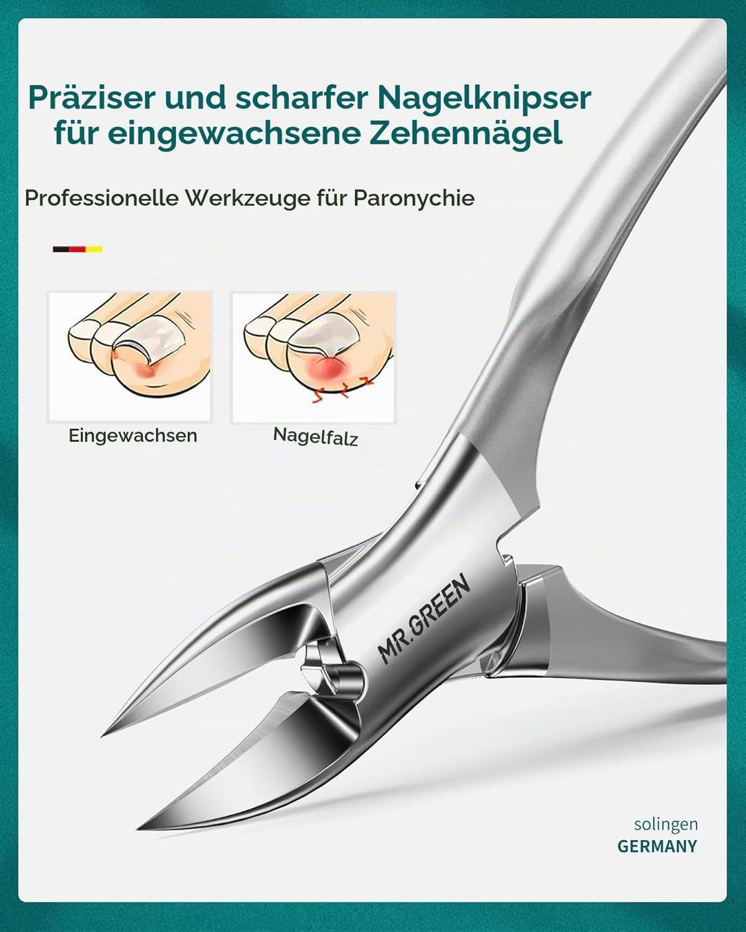 MR.GREEN 8-in-1 Maniküre Pediküre Set, professionelles Nagelknipser Set mit hochwertigem Echtleder E