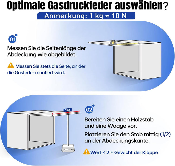 ARANA Gasfedern 635 mm (245 N/25 kg, Typ-L) mit hydraulischem Gasdruckdämpfer, Arm - Betthalterung f