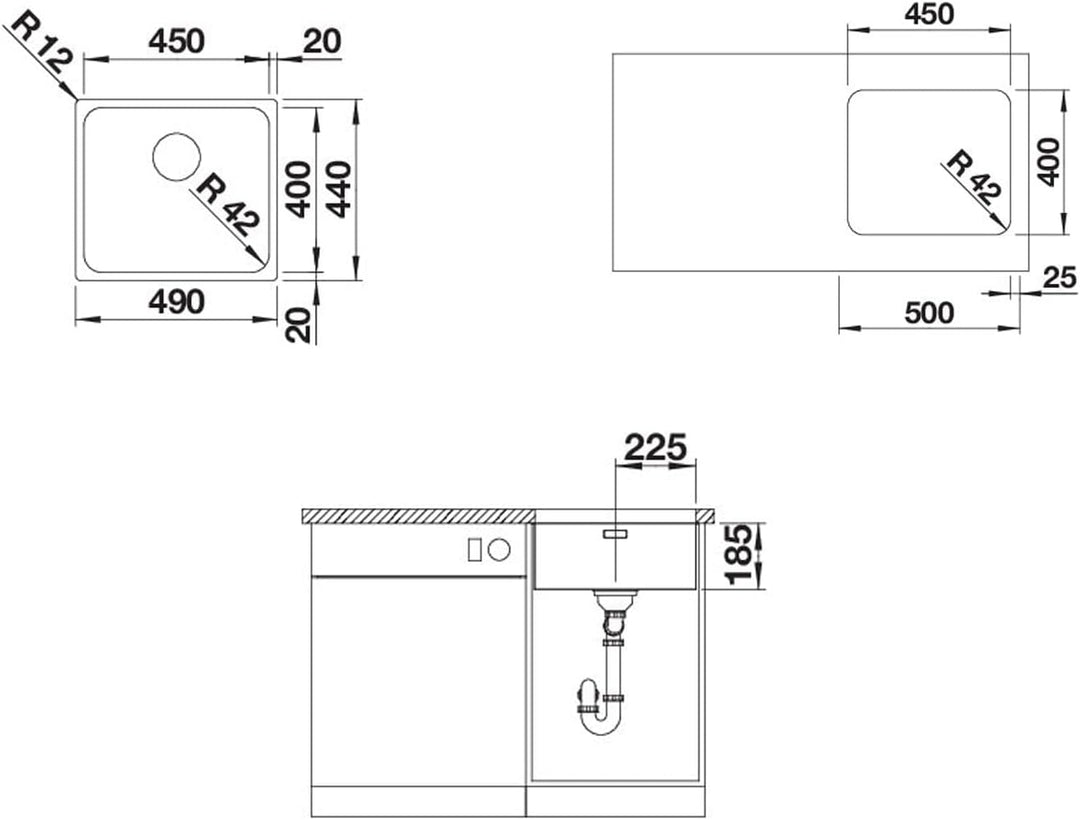 BLANCO SOLIS 450-U | Edelstahl | Einbauart: Unterbau | ohne Ablauffernbedienung, ohne Zubehör | 50er