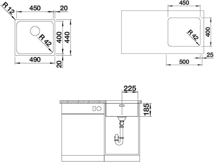 BLANCO SOLIS 450-U | Edelstahl | Einbauart: Unterbau | ohne Ablauffernbedienung, ohne Zubehör | 50er