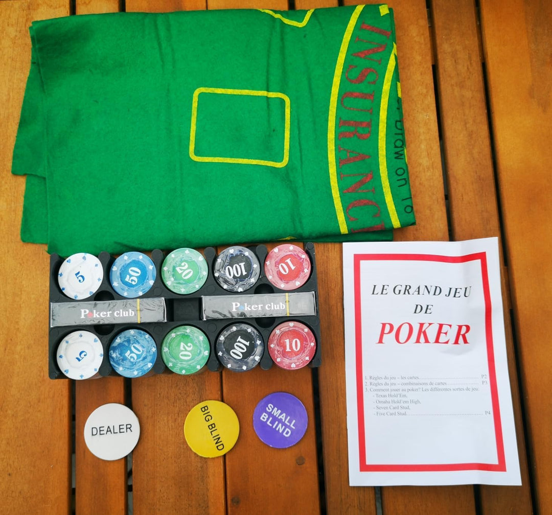 Poker Set für Pokerspiel. Robustes Kartenspiel und Pokerkoffer. Werde der Meister des Zufalls mit di