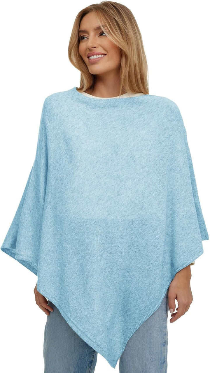 Damen Strick Poncho Unifarbe Cape Feinstrick XXL Pullover Umhängetuch Eleganz Stil und Komfort für F