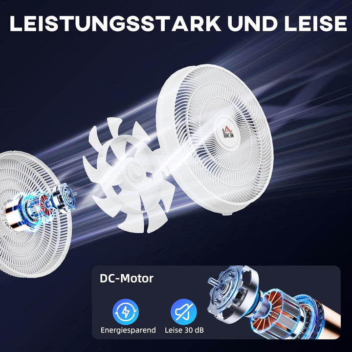 HOMCOM Standventilator leise mit Fernbedienung, Ventilator mit 12 Geschwindigkeitsstufen, Timer, Nei