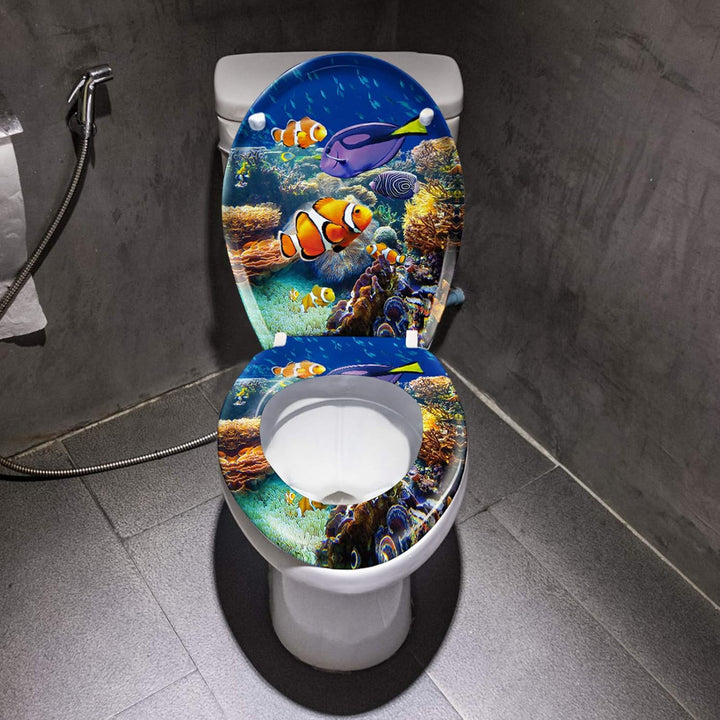 HENGMEI Toilettendeckel mit Absenkautomatik Toilettensitz WC-Sitz Klodeckel Klobrille aus Hartplasti