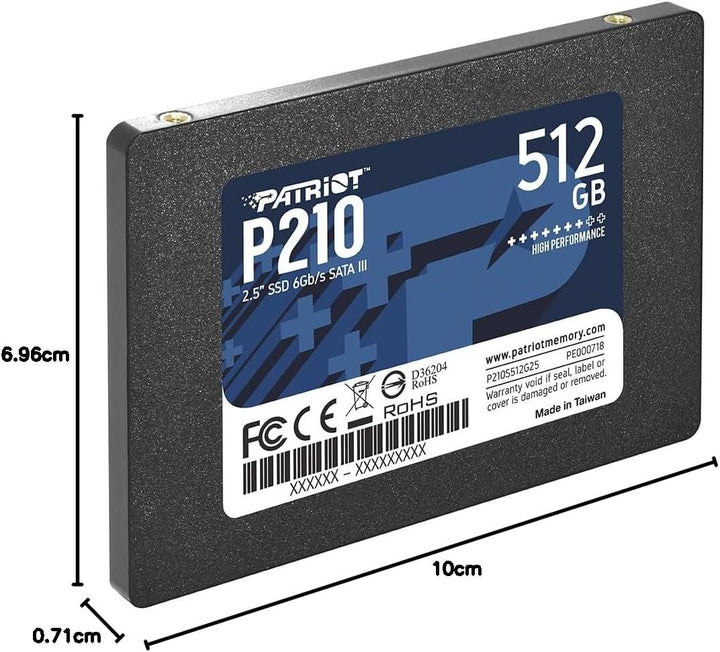 Patriot P210 Interne Solid State Drive 512GB SSD SATA 3 2,5 Zoll, 512GB