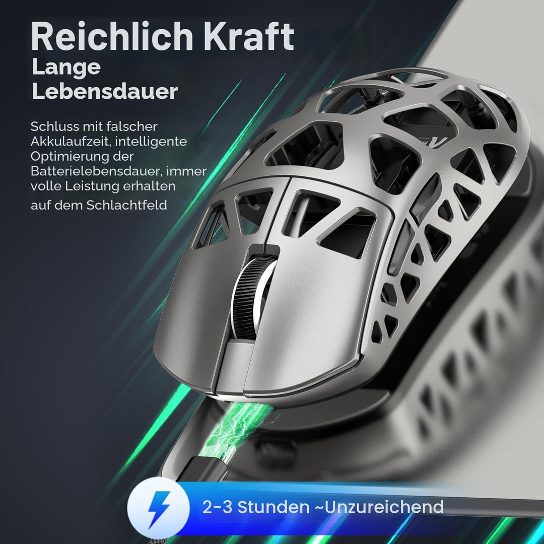 ATTACK SHARK R3 Magnesiumlegierungsmaus, kabellose 8K-Maus, 46 g SUPERLIGHT-Maus, PixArt PAW3395-Gam