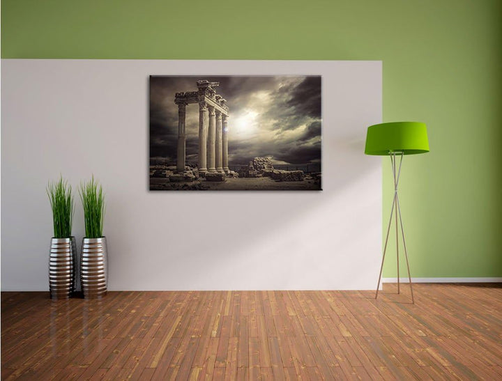 Pixxprint Apollon Tempel Ruine in Side als Leinwandbild/Grösse: 100x70 cm/Wandbild/Kunstdruck/fertig