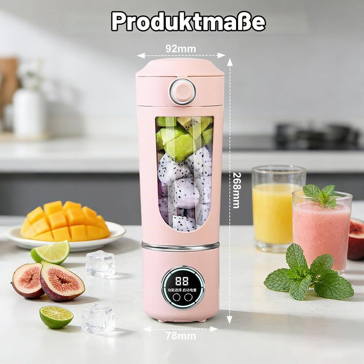 Tragbarer Mixer Smoothie Maker, 700 ml Kleiner Entsafter, Typ-C Wiederaufladbar, mit 12 Rostfreien K