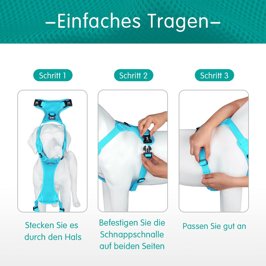 PoyPet Reflektierendes, weiches, atmungsaktives Hundegeschirr aus Mesh, erstickungsfreie, doppelt ge