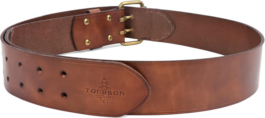 TOURBON Deluxe Rindsleder Gürtel für DIY Werkstatt Werkzeugtasche Western Cowboy Herren Gurt M (Brau