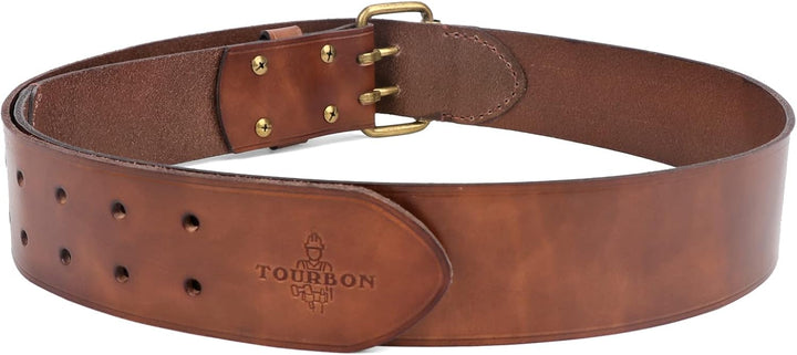 TOURBON Deluxe Rindsleder Gürtel für DIY Werkstatt Werkzeugtasche Western Cowboy Herren Gurt M (Brau