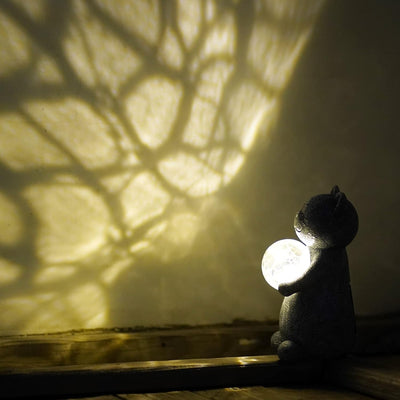 Yeemoo Katzen Deko Gartenfiguren für Draussen, Gartendeko Figur mit Solar Ball Lustige Geschenke für
