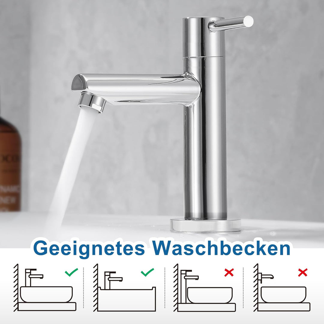 Florenta Kaltwasserhahn Gäste WC für kleine Waschbecken, Kaltwasserarmatur Waschtischarmatur aus Ede