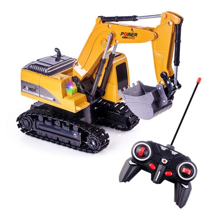 Highttoy Ferngesteuerter Bagger, 6 Kanal RC Bagger für Jungen Bagger Traktor Spielzeug mit Lichtern