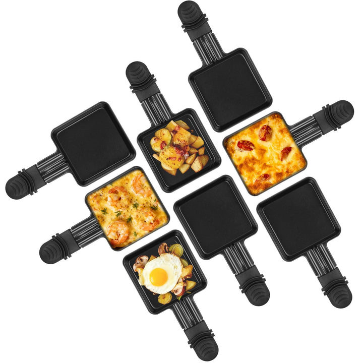 8 Stück Pfännchen für Raclette, Antihaftbeschichtet Grill Pfännchen, Viereckig Mini Raclette für Rac