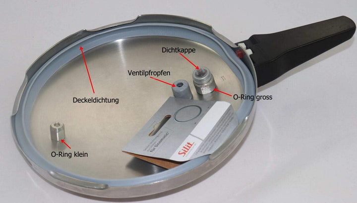 Reparaturset für Silit Schnellkochtopf 22cm Sicomatic L 5-teilig Dichtungsring, Ventildichtungen, Di