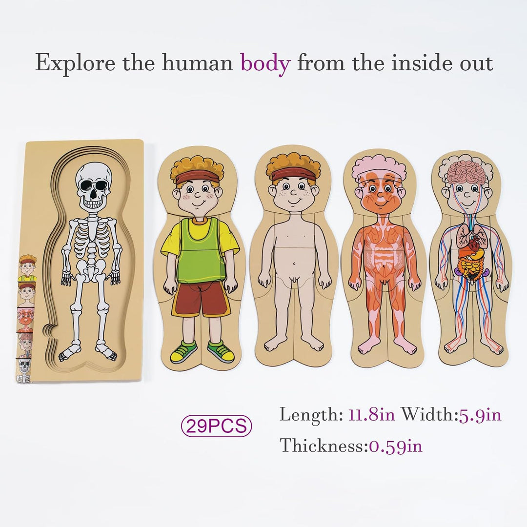 Meine Körperteile Puzzle für Kleinkinder Kinder Mädchen Jungen Montessori Holz Anatomie Puzzle 3-5 J