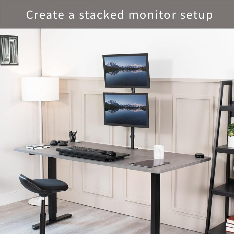 VIVO Dual LCD Monitor Desk Mount Stand Heavy Duty Stacked, Holds Vertical 2 Screens up to 32" (STAND