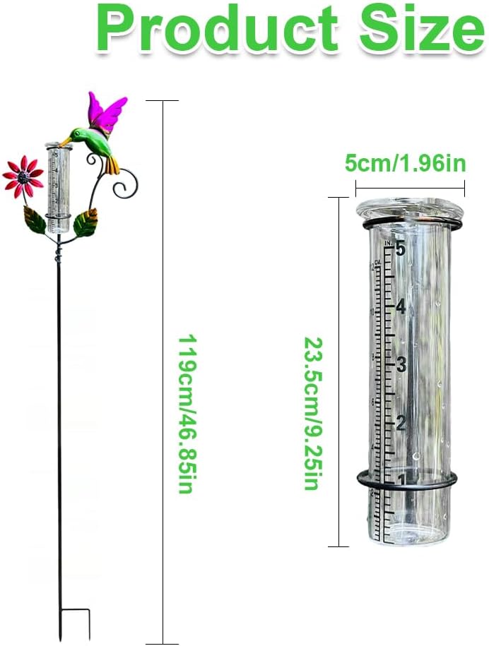 Regenmesser für Garten, Outdoor Regenmesser Glas Regenwassermesser, Niederschlagsmesser, Wetterfeste