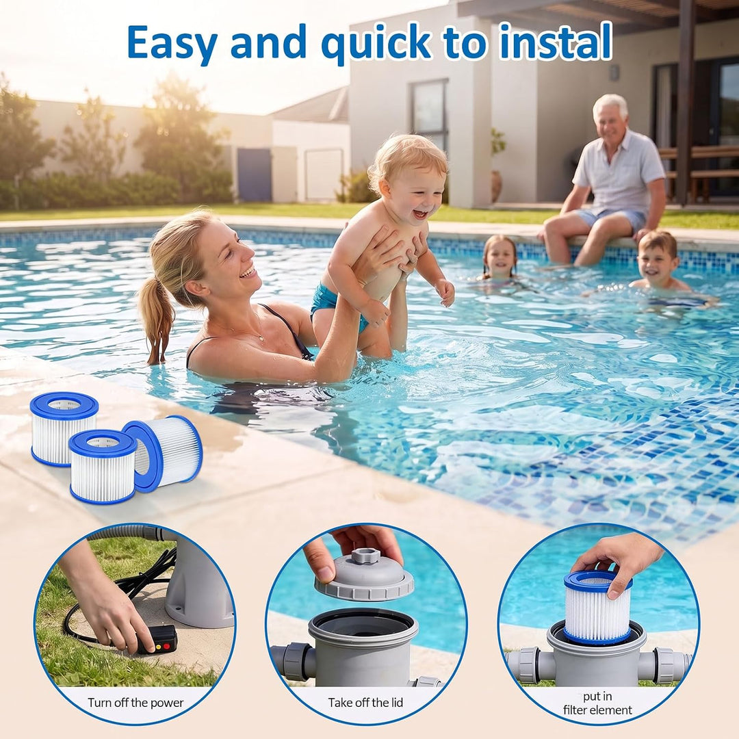 4 Stück Filter VI für Pool Kompatibel mit 58323 für Best-Way, Lay-Z-Spa | Starke Filterung, waschbar