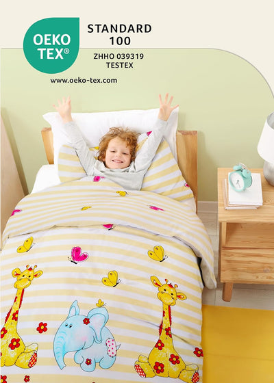 Gräfenstayn® 2-tlg. Kinderbettwäsche Set mit Tiermotiv und integriertem Reissverschluss - aus 100% B