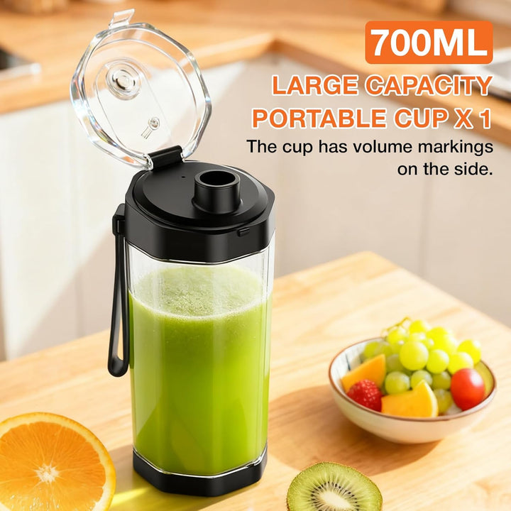 GVODE Tragbarer Mixer Smoothie Maker to go, 700ml Mini Standmixer, Kabelloser Akku Mixer für Smoothi