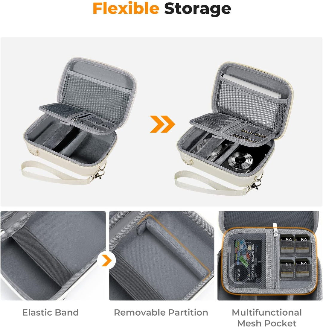 K&F Concept Digitalkamera Tasche kompatibel Fotokamera Tasche Eva-Hartschalendesign (nur Hülle) Beig