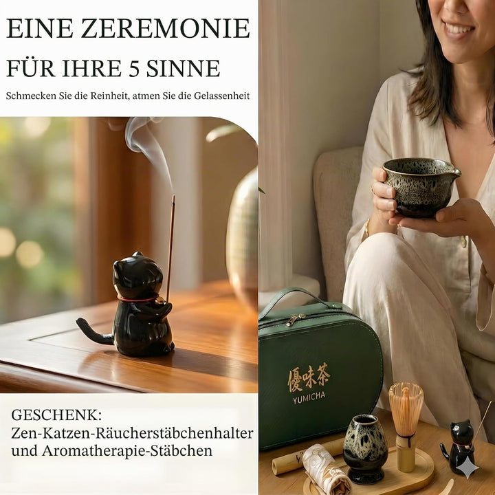 Matcha-Set, 10-teilig, Koffer, Grün, Service schwarz Tasche Grün/Service Schwarz 10, Tasche Grün/Ser