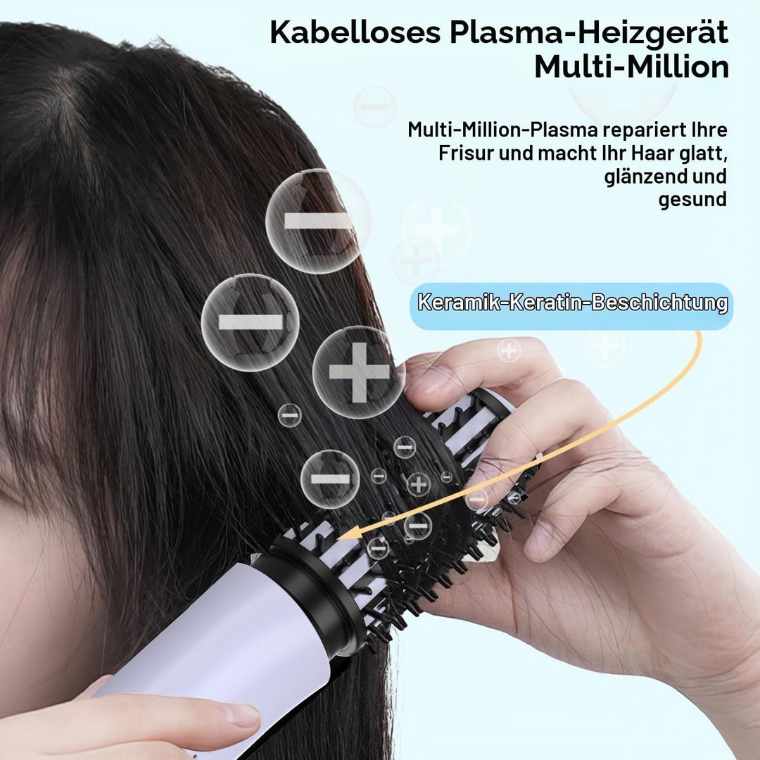 Dricar Kabellose Lockenstabbürste, Tragbare Reise Lockenstab Grosse Locken, 40mm Thermobürste Rundbü