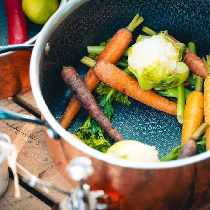 NYORD Kupfertopf - Antihaft, Kratzfest, Kochtopf Wabenstruktur, Hybrid Kupfer Topf, Kupferkern, Kera