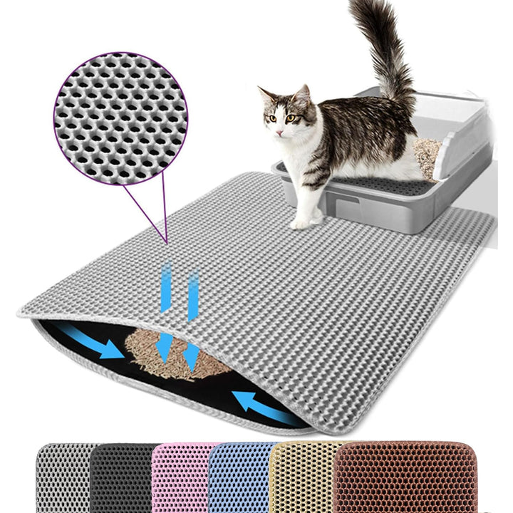 Katzenklo Matte, 116x66cm Riesiger Doppelschichtiger Katzenklo Unterleger, Wasserdichte Langlebige E