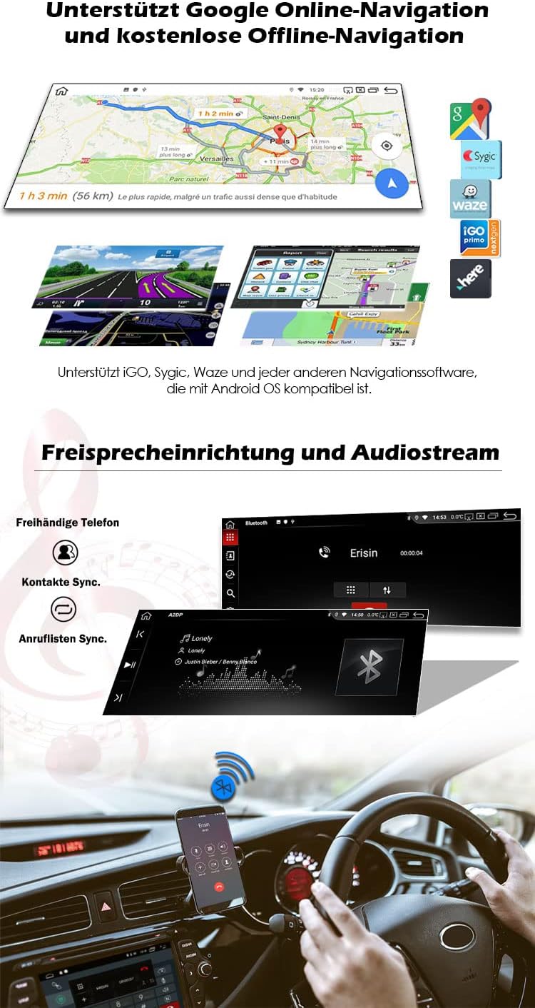 Erisin 10.25 Zoll 8-Kern IPS Android 10 Autoradio GPS Navi für BMW 1er F20/F21 3er F30 F31 F34 4er F
