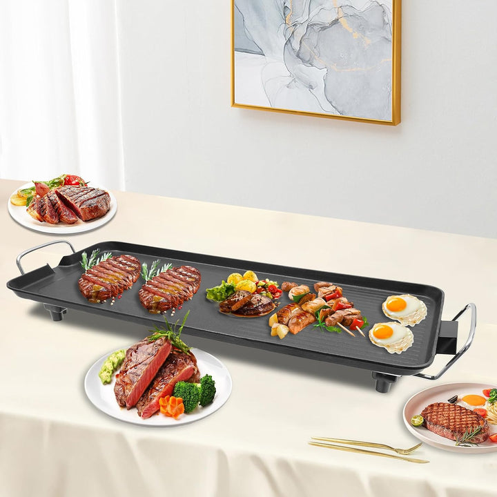 Elektrischer Tischgrill, Balkongrill Elektro, Grill Elektro Utomhus, 1500W Plancha Teppanyaki Grillp