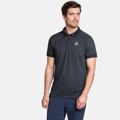 Odlo Herren Nikko_550312 Kurzarm Polo Shirt S Black - Odlo Steel Grey - Stripes, S Black - Odlo Stee