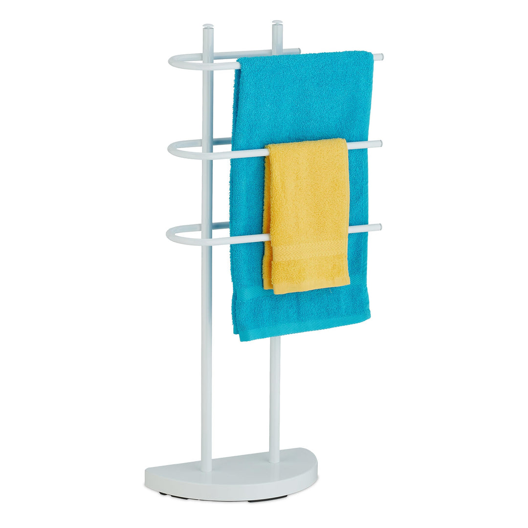 Relaxdays Handtuchständer, 3 Stangen, Metall, HxBxT 83 x 39 x 18 cm, Kleiderablage stehend, Duschtuc